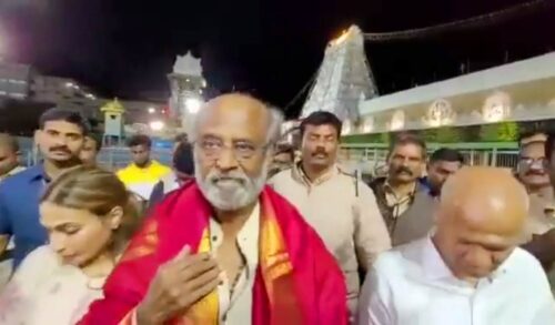 Rajinikanth reached Sri Venkateswara Temple: रजनीकांत बेटी ऐश्वर्या के साथ श्री वेंकटेश्वर मंदिर पहुंचे