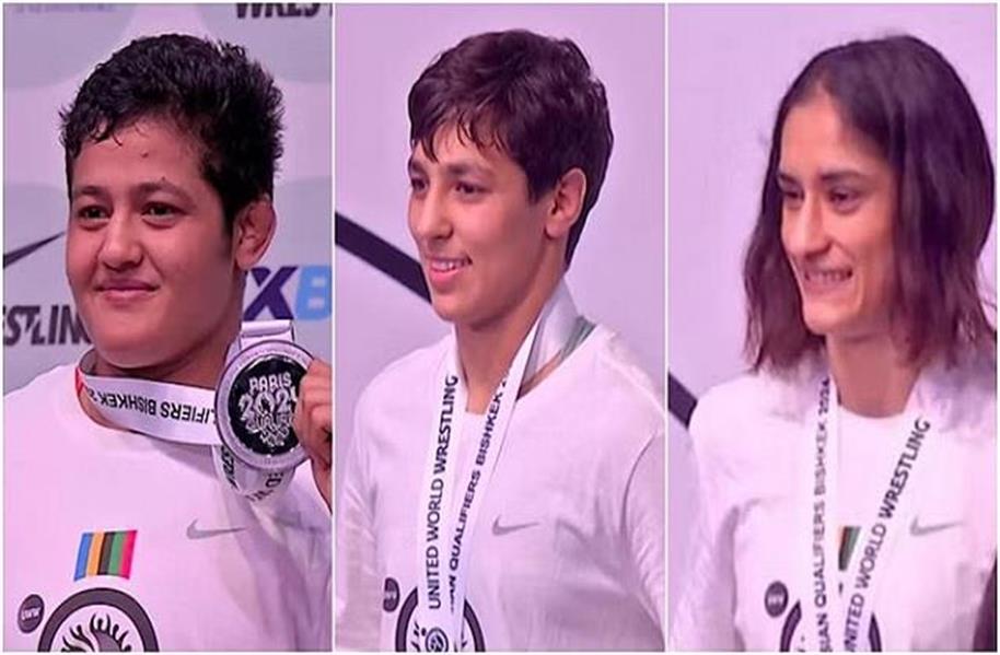 Asian Wrestling Olympic Qualifiers Paris 2024 :  एशियाई कुश्ती ओलंपिक क्वालीफायर में छाई हरियाणा की बेटियां,  देश की झोली डाले तीन कोटे 