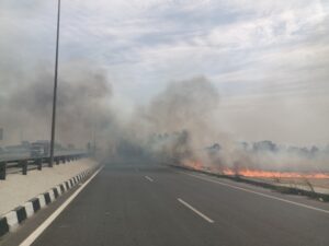 Fire In Fields On Panipat Highway 